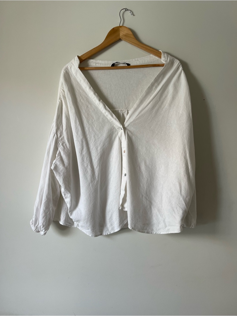 Zara Off-Shoulder White Button-Front Blouse